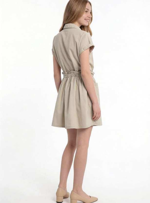 Girls Solid Shirt Dress