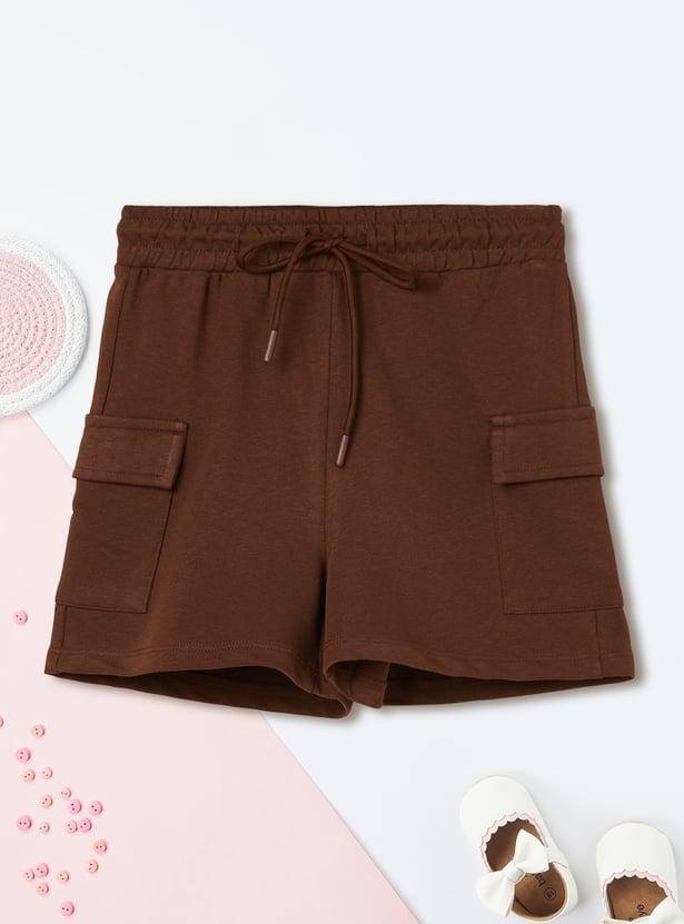 Girls Solid Knit Cargo Shorts