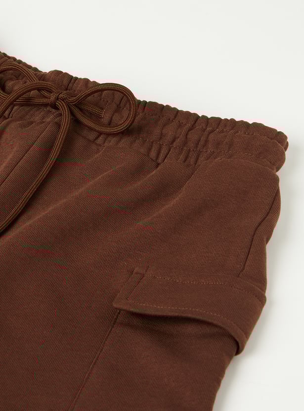 Girls Solid Knit Cargo Shorts