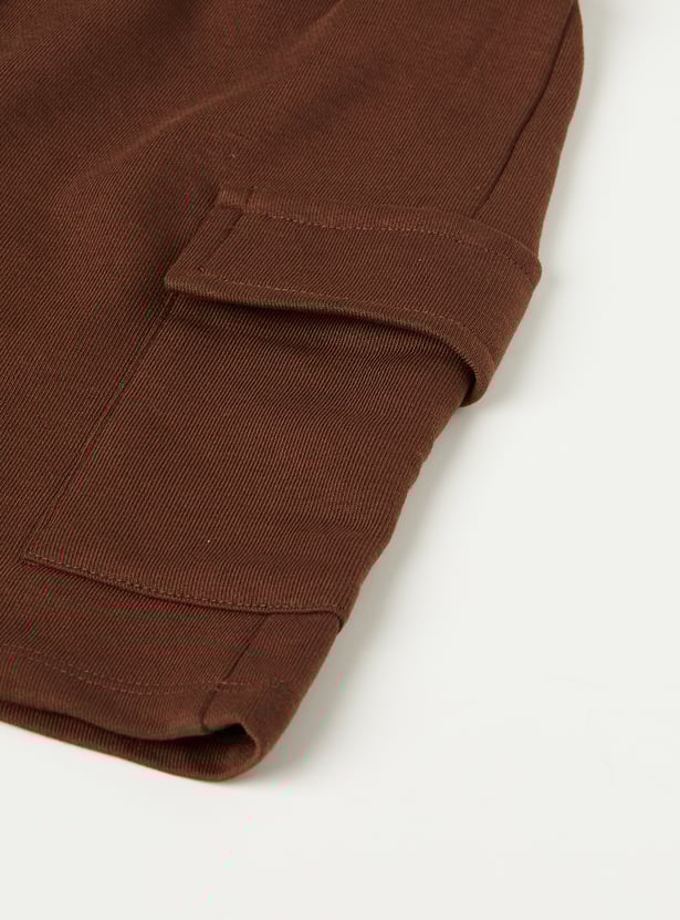 Girls Solid Knit Cargo Shorts