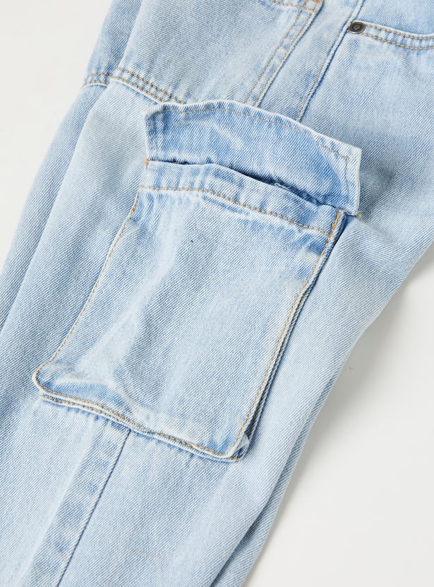 Boys Washed Loose Fit Cargo Jeans