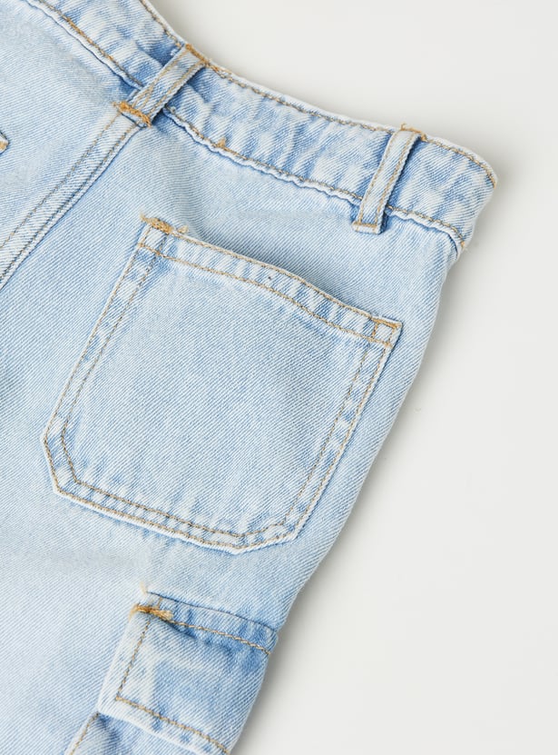 Boys Washed Loose Fit Cargo Jeans