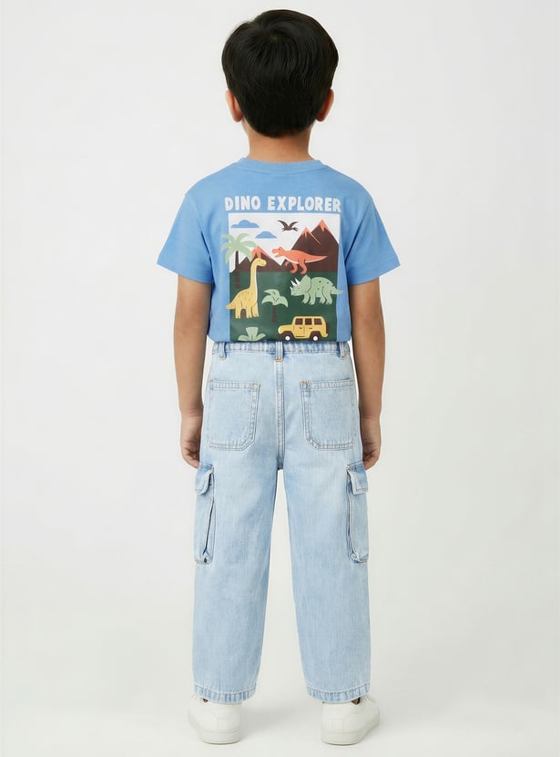 Boys Washed Loose Fit Cargo Jeans