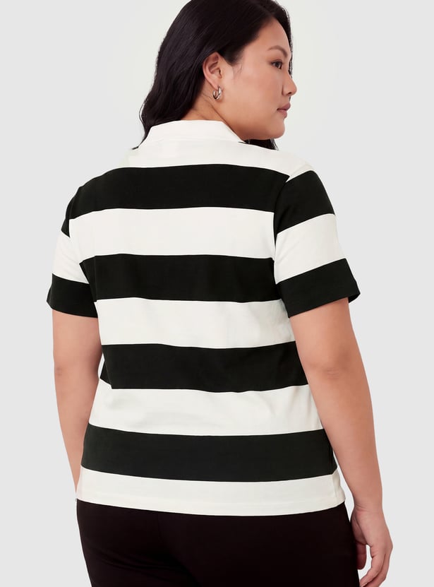 Women Striped Polo T-shirt