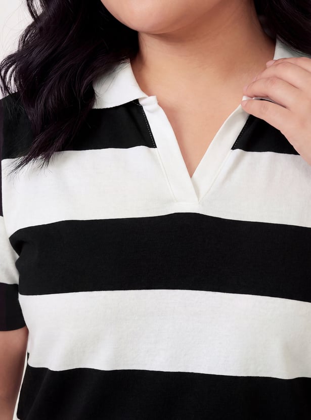 Women Striped Polo T-shirt