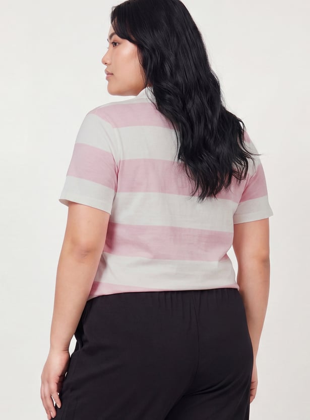 Women Striped Polo T-shirt