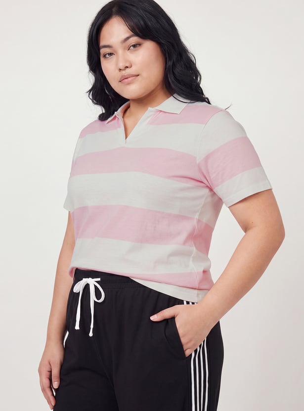 Women Striped Polo T-shirt