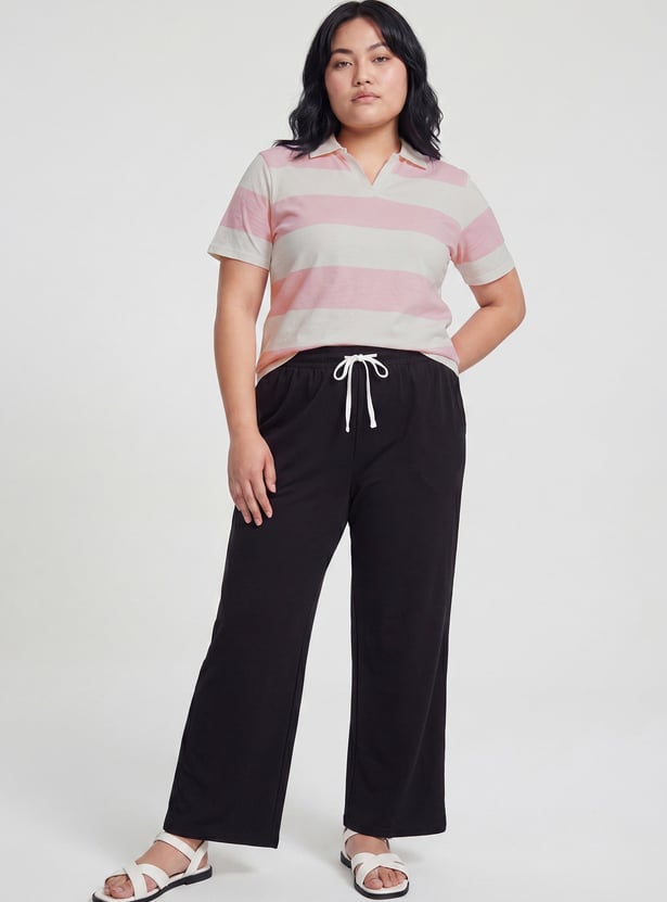 Women Striped Polo T-shirt