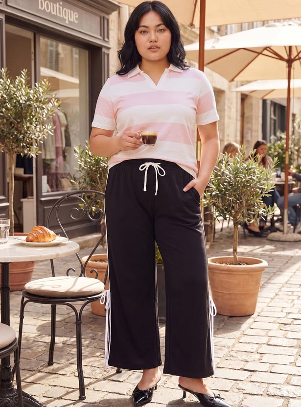 Women Striped Polo T-shirt