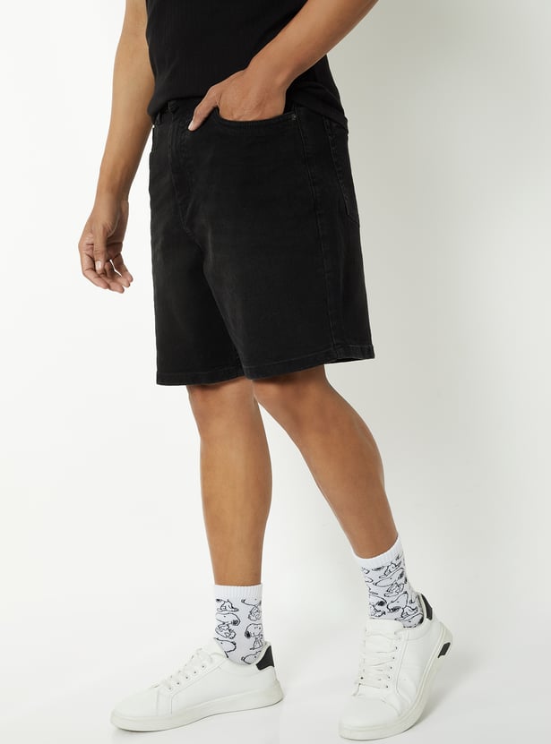 Men Washed Denim Shorts