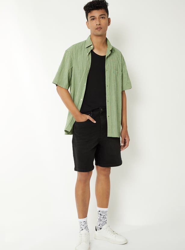 Men Washed Denim Shorts