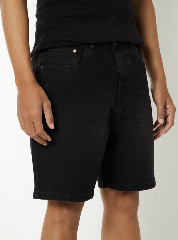 Men Washed Denim Shorts