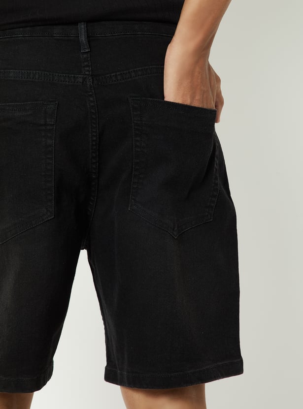 Men Washed Denim Shorts