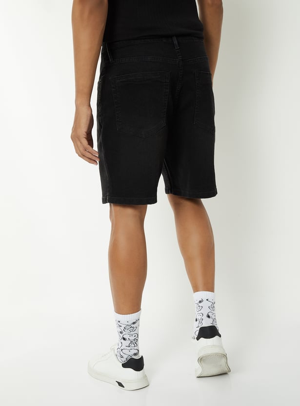 Men Washed Denim Shorts