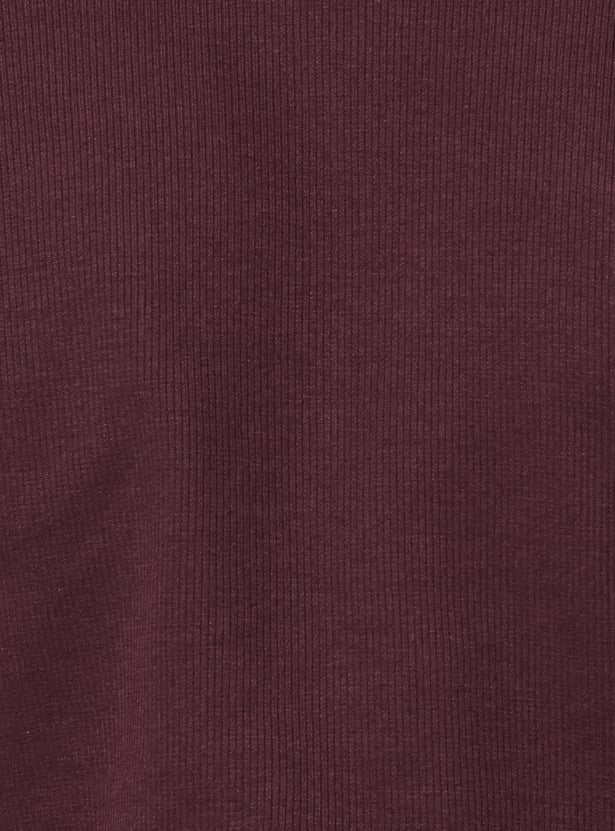 Women Solid Ribbed Polo T-shirt