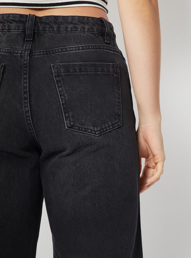 Women Washed Wide-Leg Jeans