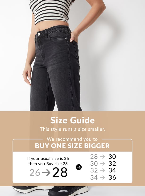 Women Washed Wide-Leg Jeans