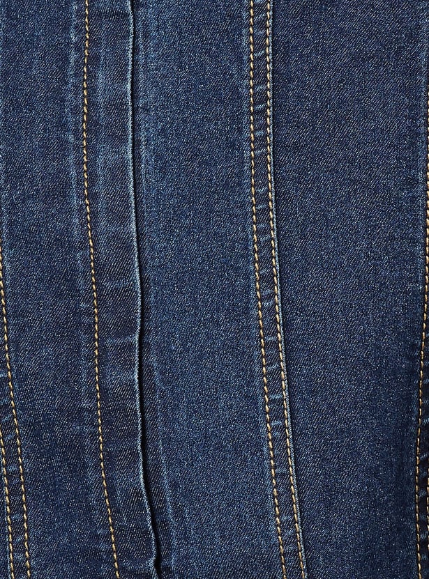 Women Pintuck Denim Peplum Top