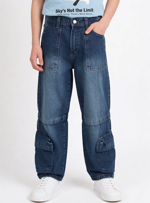 Boys Washed Loose Fit Denim Cargos