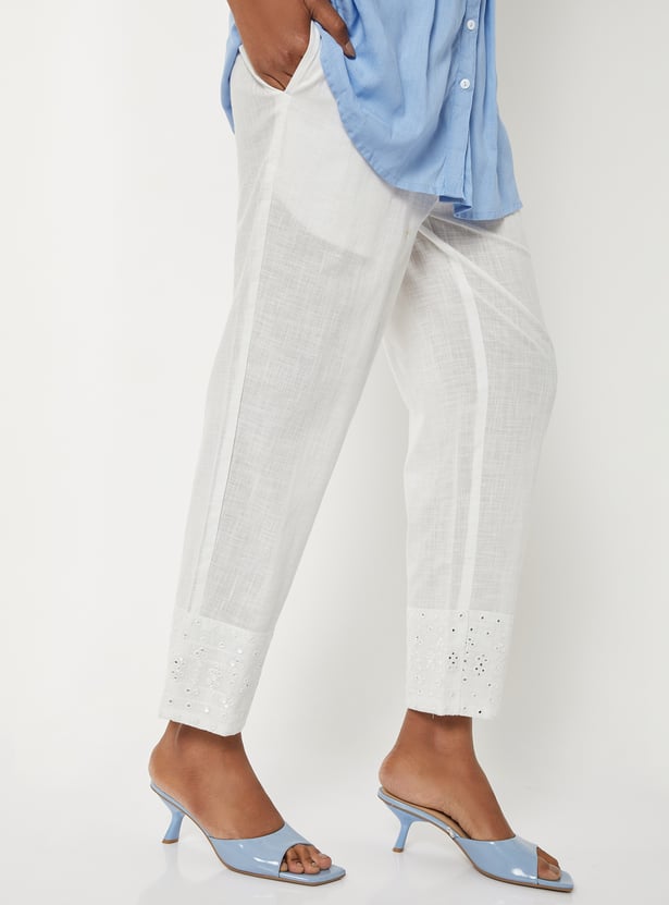 Women Embroidered Straight Pants