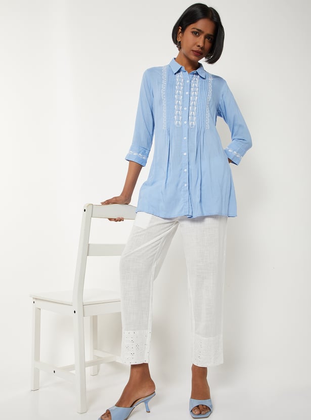Women Embroidered Straight Pants