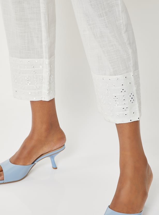 Women Embroidered Straight Pants