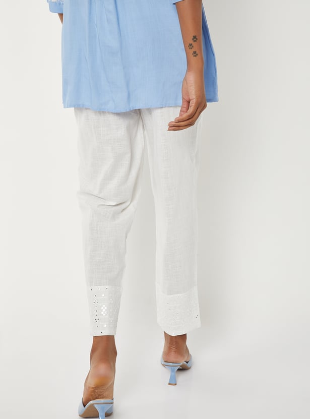 Women Embroidered Straight Pants
