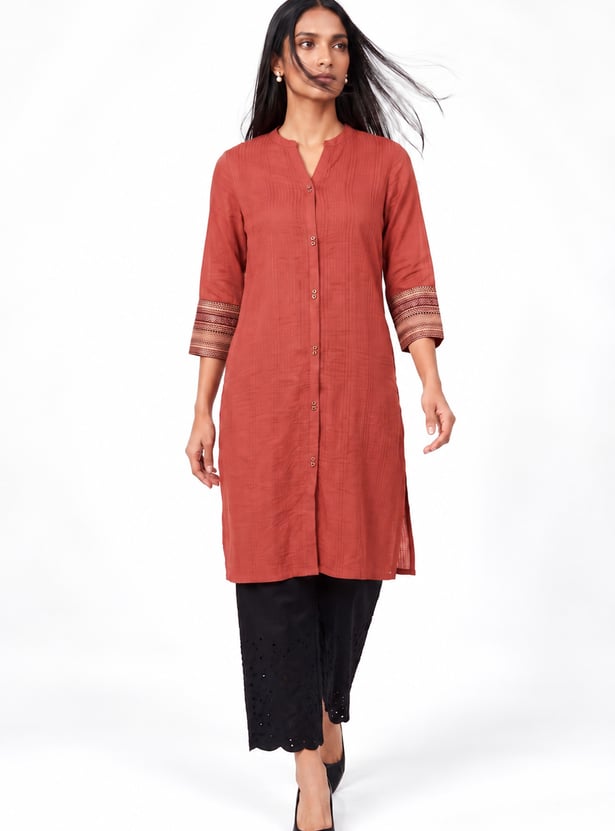 Women Pintuck Straight Kurta