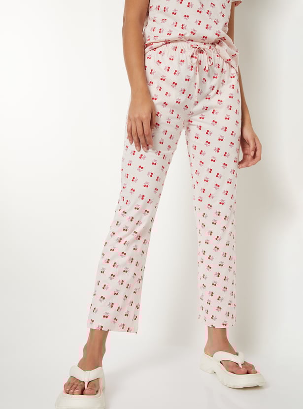 Women Cherry Printed PJ Set