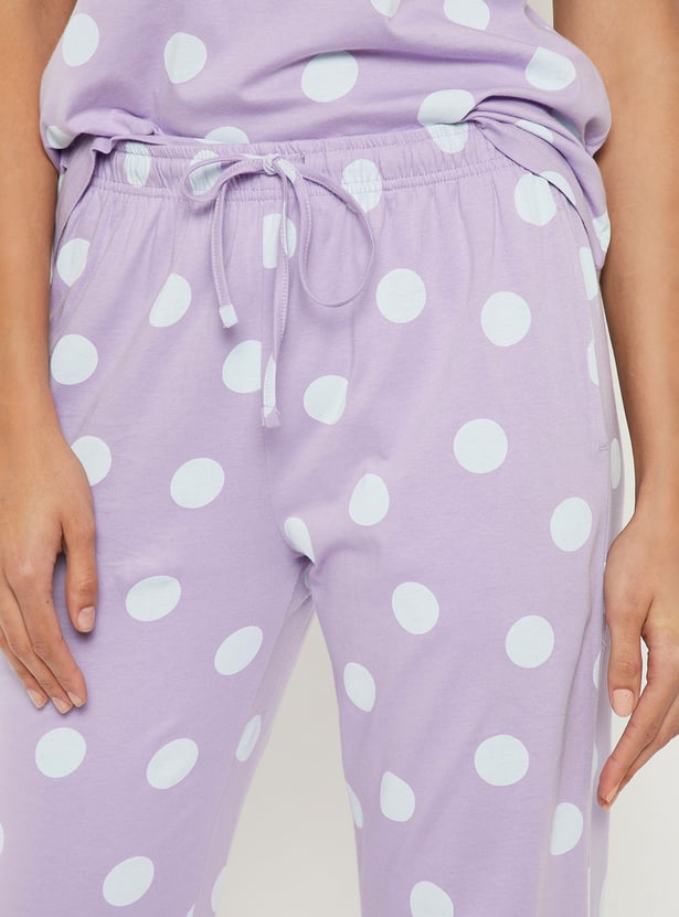 Women Polka Dot Printed PJ Set
