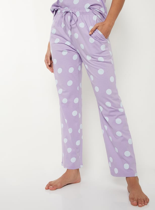 Women Polka Dot Printed PJ Set