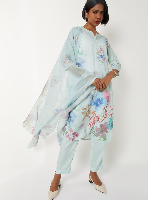 Women Floral Print Straight Kurta Set