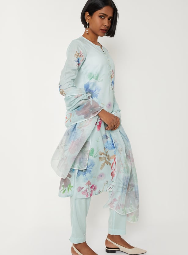 Women Floral Print Straight Kurta Set