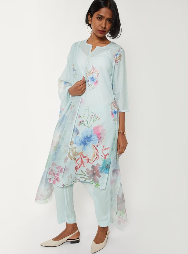 Women Floral Print Straight Kurta Set