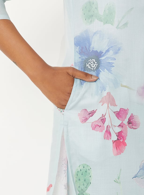 Women Floral Print Straight Kurta Set