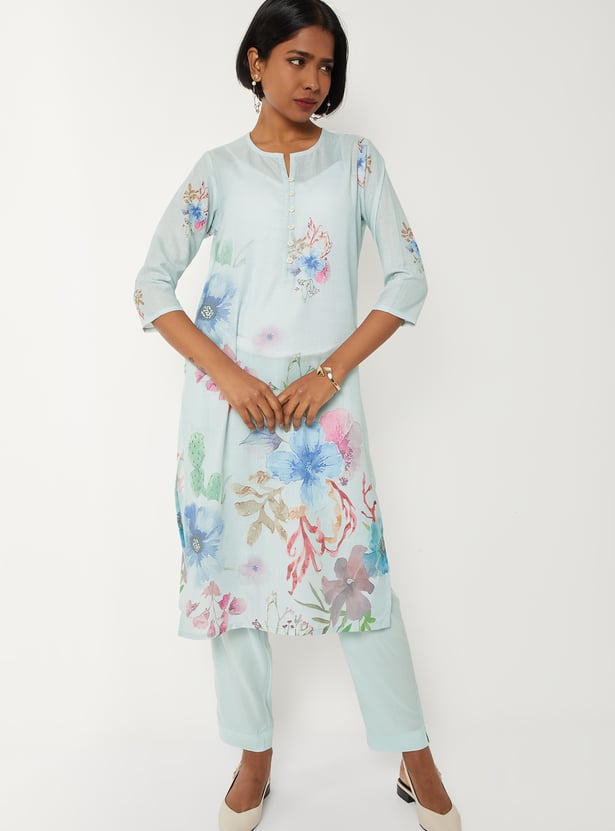 Women Floral Print Straight Kurta Set