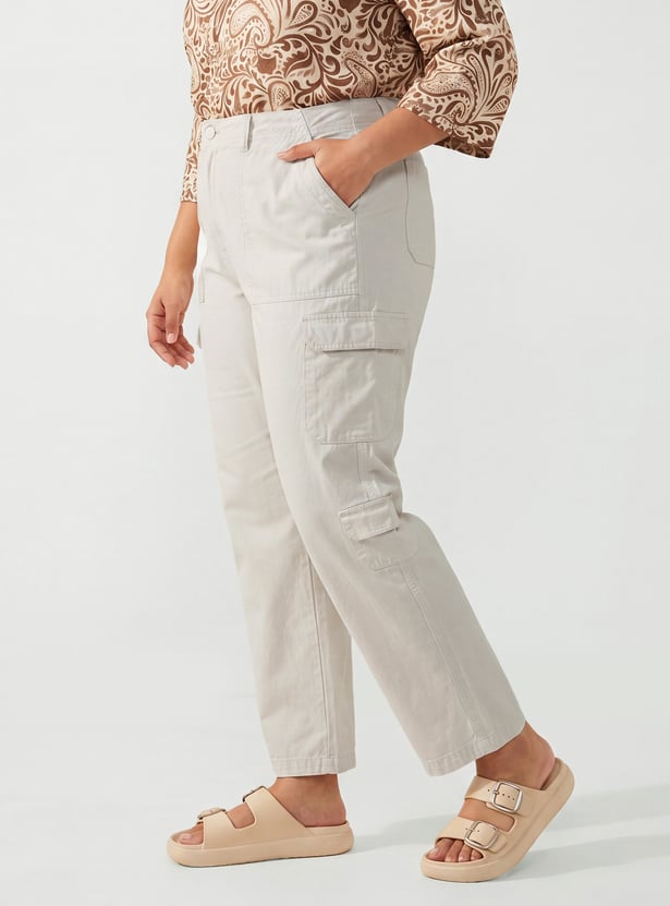 Women Solid Cargo Trousers