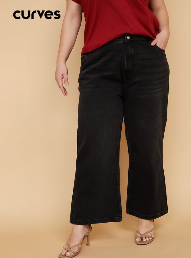 Women Washed Wide-Leg Jeans
