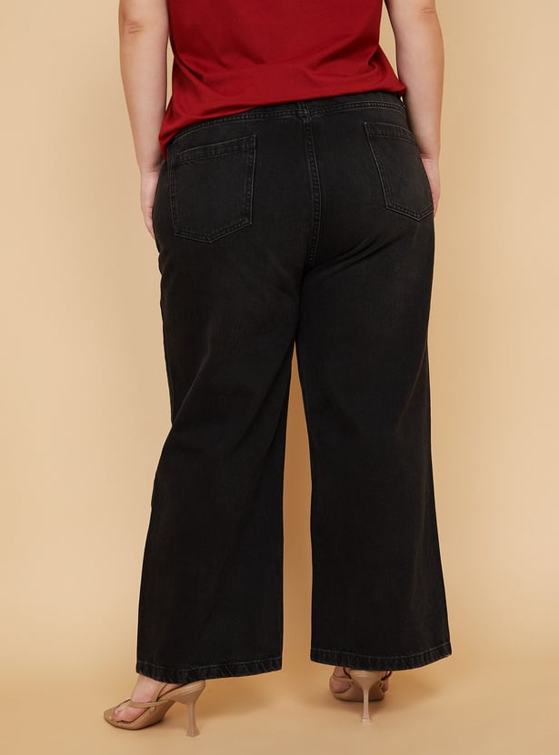 Women Washed Wide-Leg Jeans