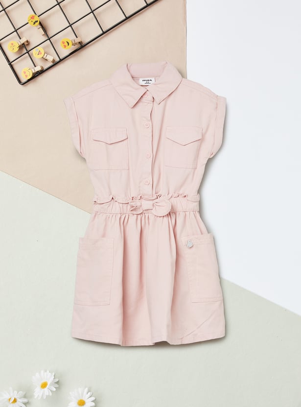 Girls Solid Shirt Dress
