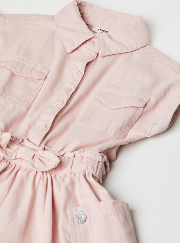 Girls Solid Shirt Dress
