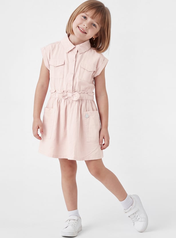 Girls Solid Shirt Dress