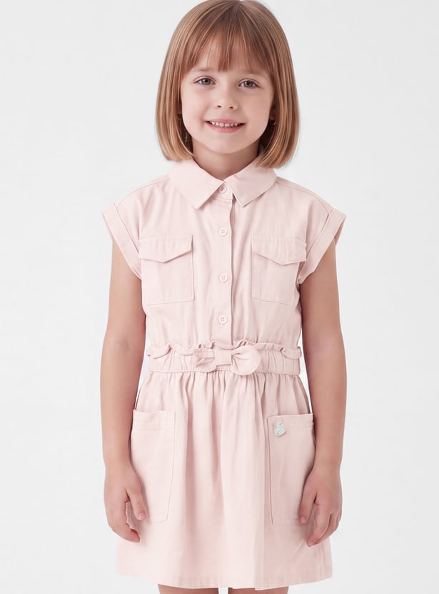 Girls Solid Shirt Dress