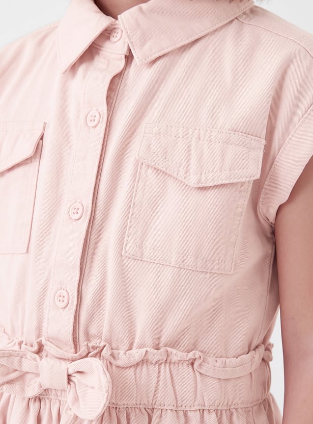 Girls Solid Shirt Dress
