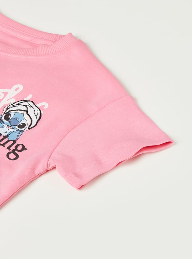 Girls Lilo & Stitch Printed T-shirt