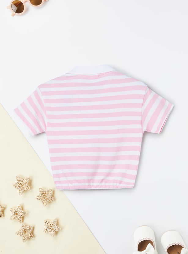 Girls Striped Minnie Polo T-shirt