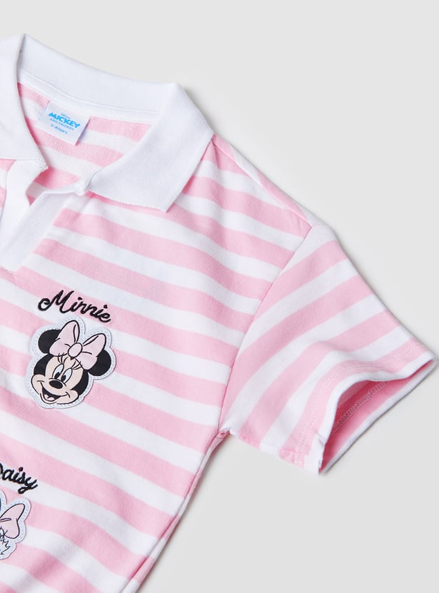 Girls Striped Minnie Polo T-shirt