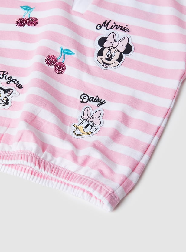 Girls Striped Minnie Polo T-shirt