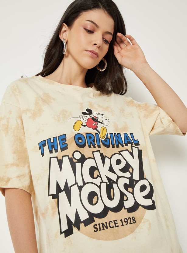 Women Mickey Mouse Print Oversized T-shirt