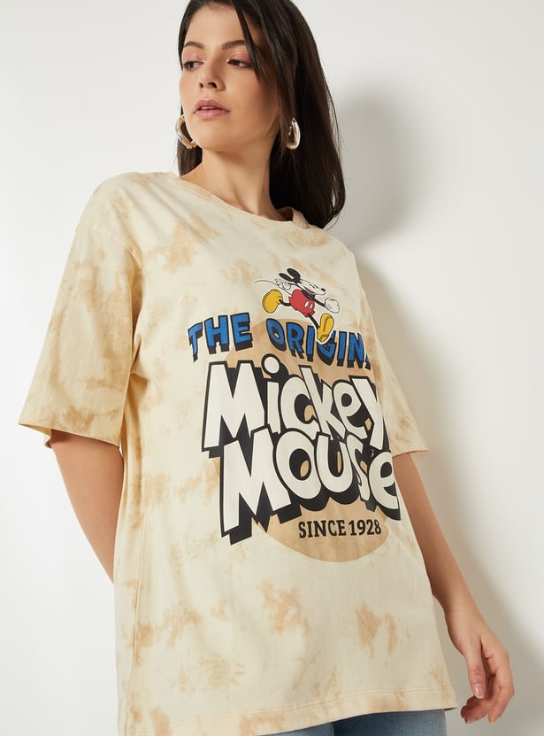 Women Mickey Mouse Print Oversized T-shirt